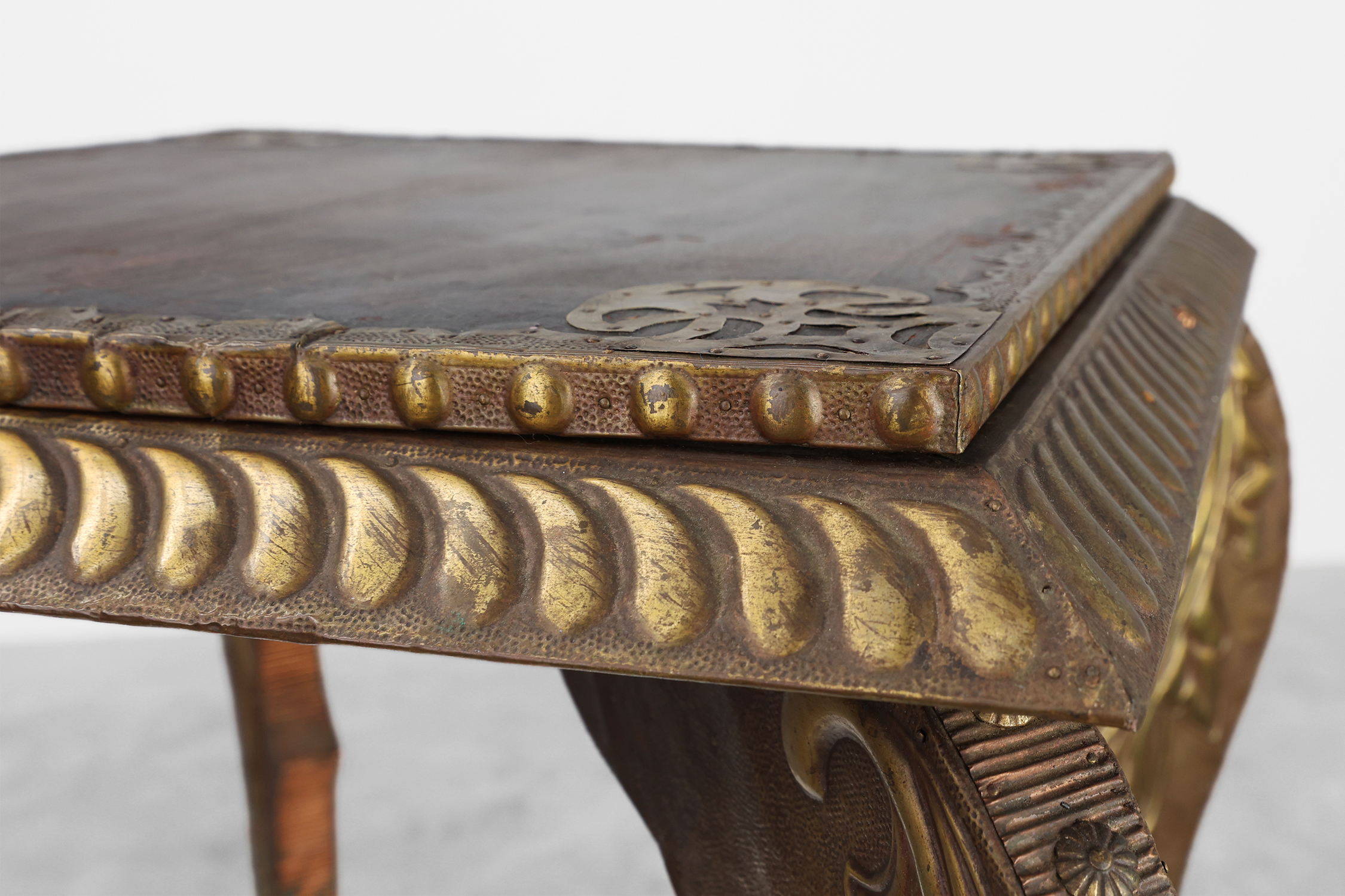 Arts & Crafts side table in oak and copper, United Kingdom ca. 1910thumbnail